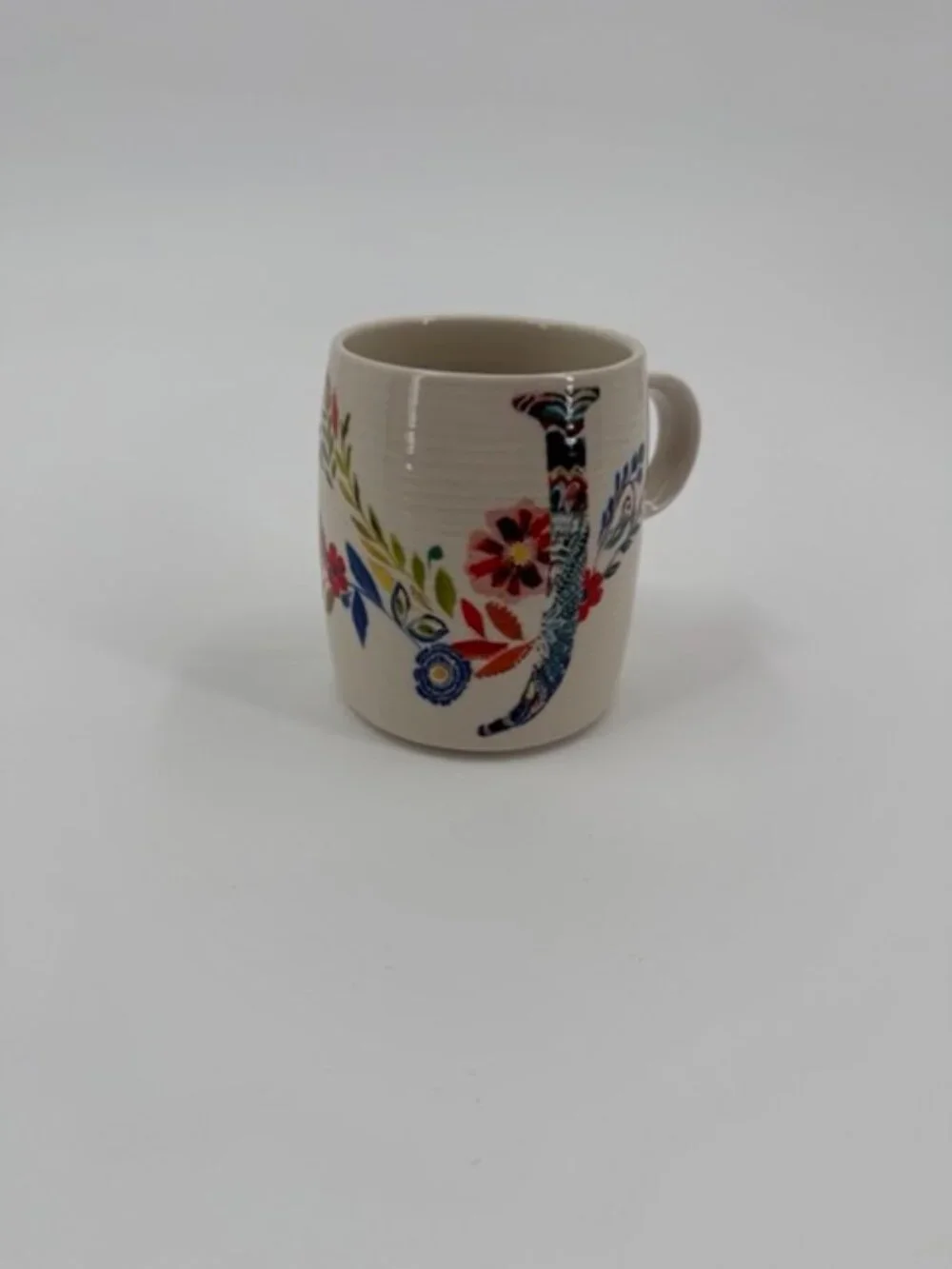 Anthropologie Mug Starla M Hoffman Monogram Letter 'J ' Petal Palette Coffee Cup